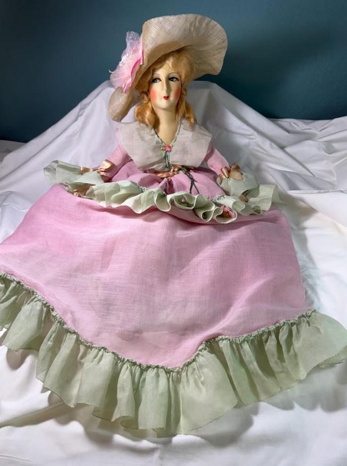 Exquisite 1920s Boudoir Doll with Cloth Face - Original Condition - Rare Vintage Treasure