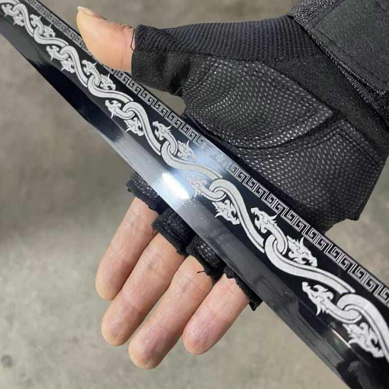 Handmade Original Design Dragon Theme Sword Straight Ninjato Katana Gifts for Boyfriends Fathers, Creative Collectibles