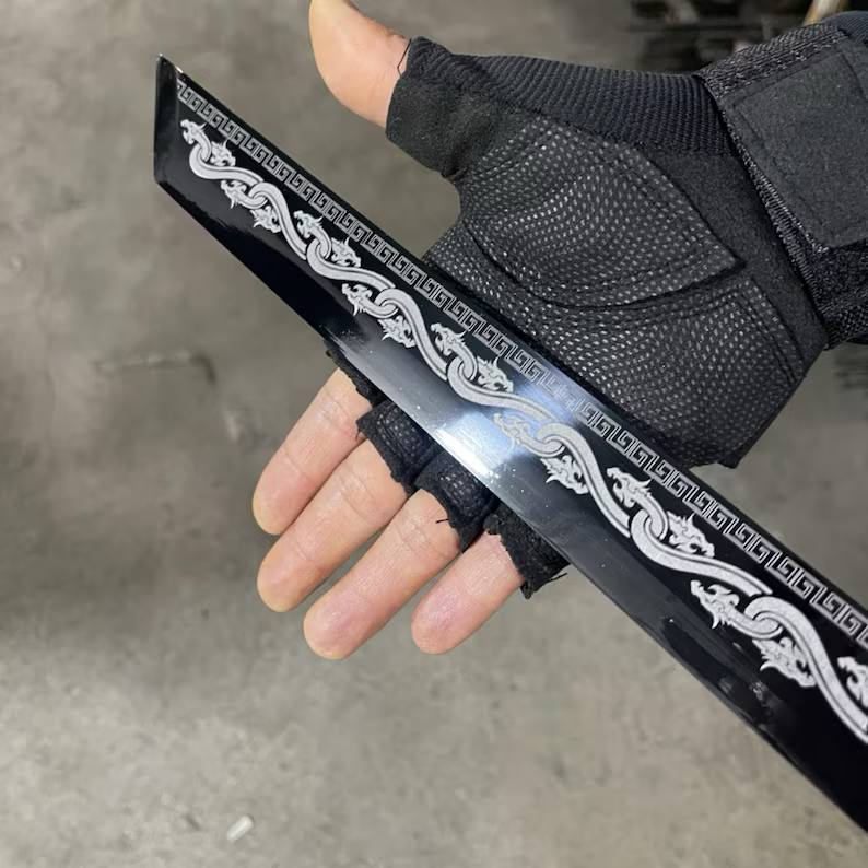 Handmade Original Design Dragon Theme Sword Straight Ninjato Katana Gifts for Boyfriends Fathers, Creative Collectibles