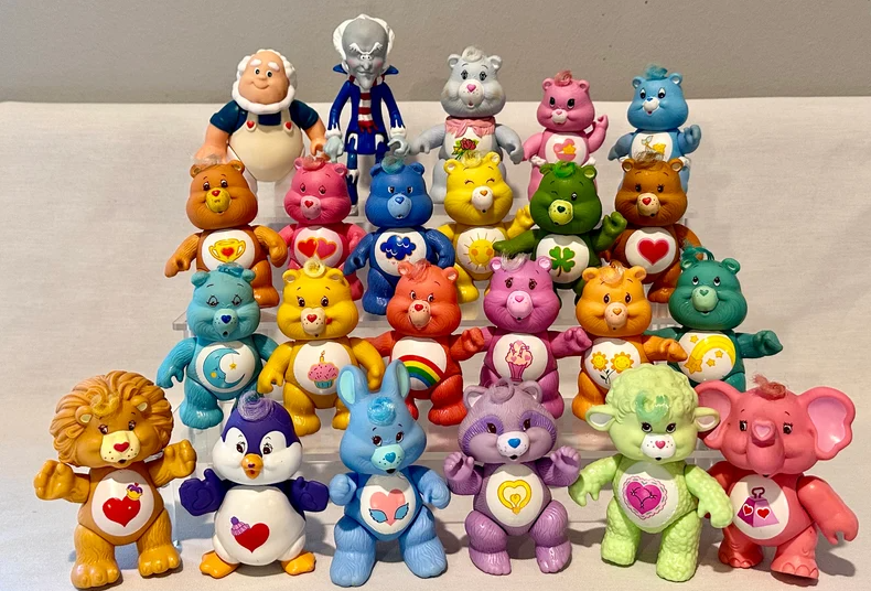 Vintage Posable Care Bears & Cousins Full Set – Complete Collection – Rare 1980s Plush & Figures