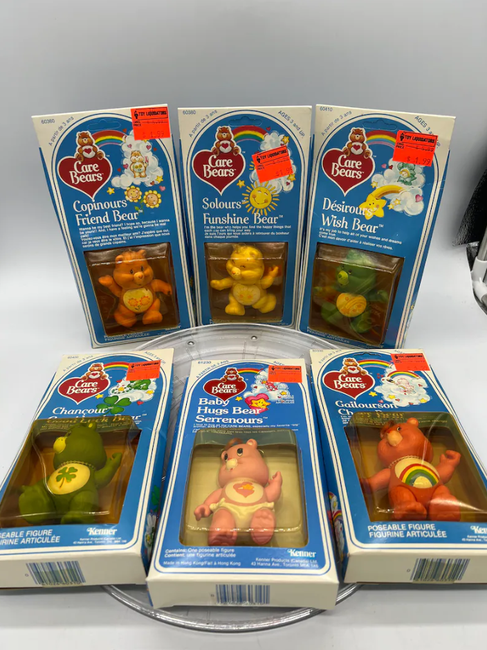 Rare 1984 Kenner Care Bears Complete Set – MINT in Original Packaging – Includes Cheer, Funshine, Baby Hugs, Good Luck, Wish & Friend Bear – Vintage HTF Collector's Dream