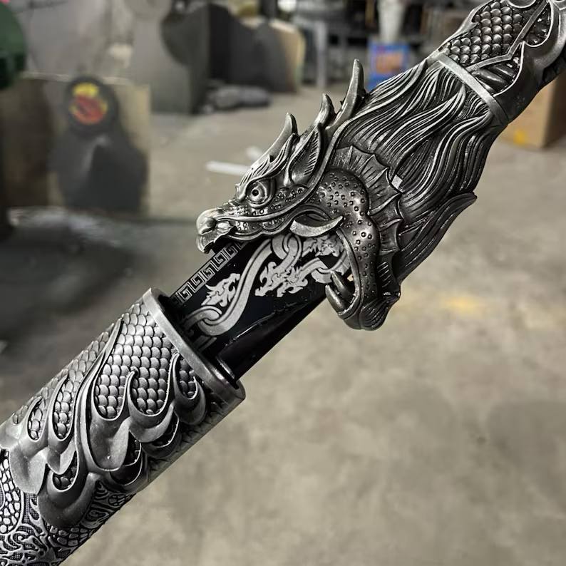 Handmade Original Design Dragon Theme Sword Straight Ninjato Katana Gifts for Boyfriends Fathers, Creative Collectibles